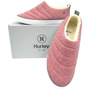 New Hurley Womens ARLO PUFF Clog Pink Slip On Loafers Casual Shoes Size 9 or 10